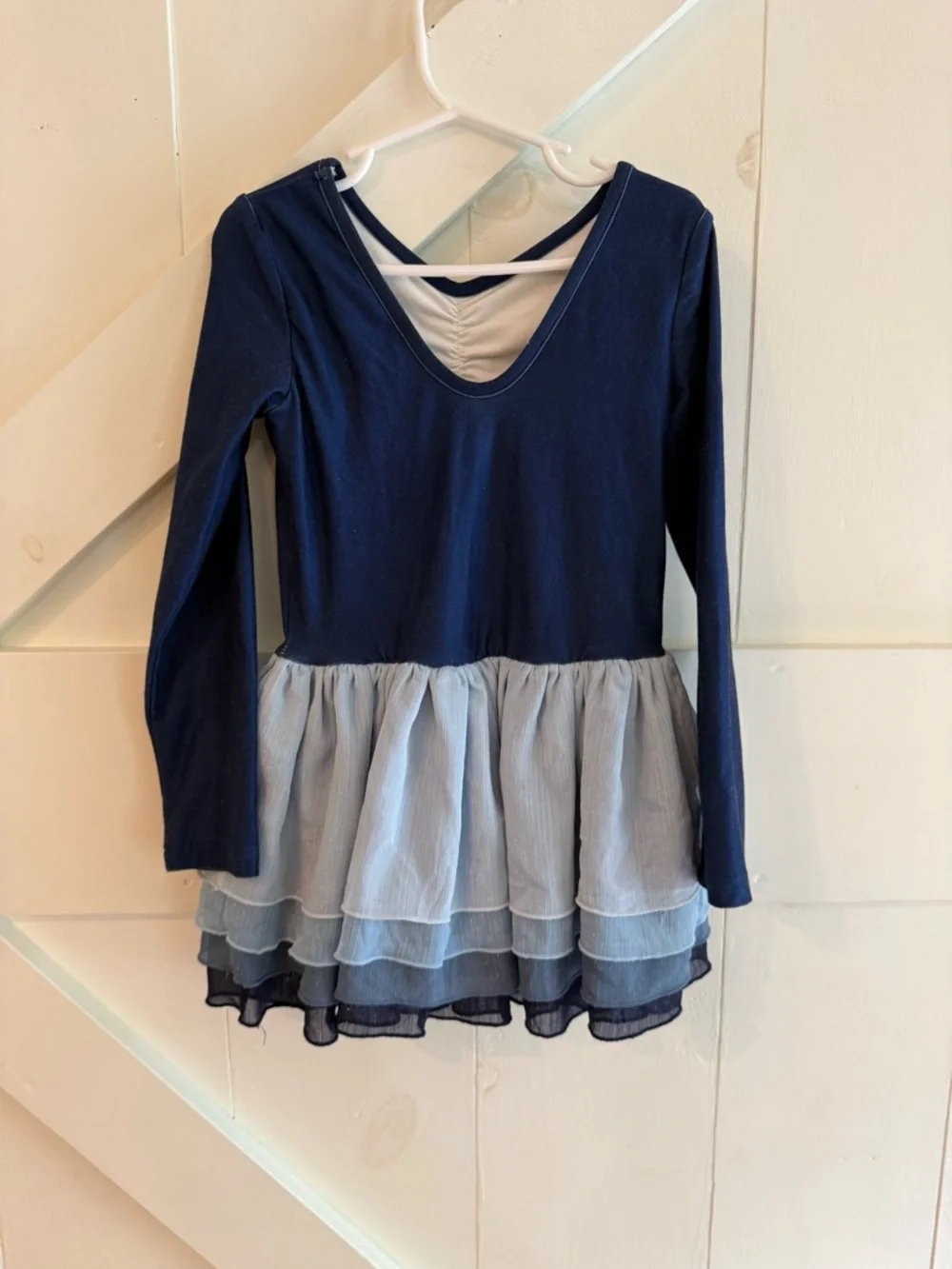 Cheeky Plum Girls 5T Navy Blue Long Sleeve Ballet Dance Leotard Tutu Dress